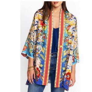Johnny Was Reversible 100% Silk Kimono Size-M Multicolor Floral